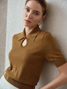 MOTF PREMIUM Top de punto con corte slim fit - Camel - Ver 1