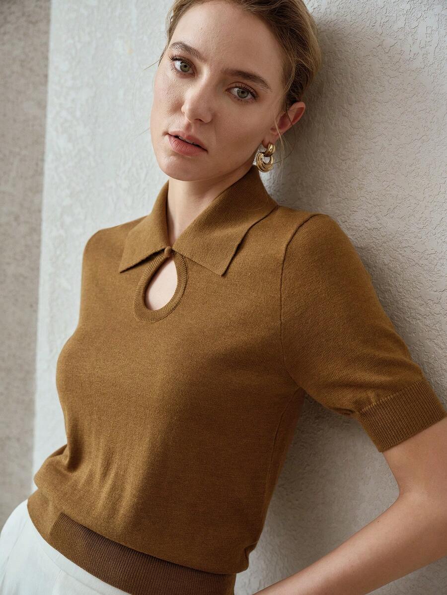 MOTF PREMIUM Top de punto con corte slim fit - Camel - Ver 1