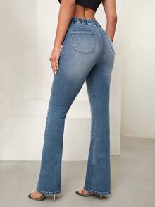 Selenza Quần jean Eo chồng lên Bootcut Leg - Rửa nhẹ - Xem 2