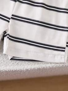 SHEIN Playful Pals 3件套男婴/男女通用婴儿幼儿新生儿0-3岁条纹纯色三件套：圆领无袖小熊刺绣背心和短裤，休闲可爱夏季亲子装 - 彩色 - 查看 3