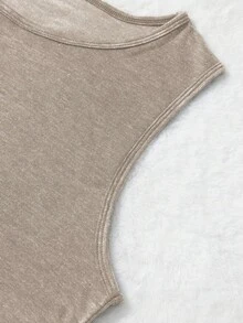 EMERY ROSE Áo ba lỗ in hoa thường ngày cho phụ nữ mặc hàng ngày vào mùa xuân/hè Áo phông họa tiết hoa hướng về phía mặt trời dành cho nữ - Màu Khaki - Xem 4