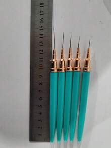 5支装专业美甲细节勾线笔套装，5支小号指甲油设计技巧细线笔，7/9/11/15/20mm 短笔身长度美甲绘图笔 - 藍色 - 查看 6