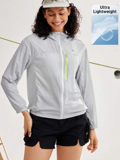 In My Nature Women's Solid Color Minimalist Long Sleeve Sunscreen Jacket