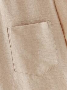 Manfinity VCAY Men's Solid Color Single-Breasted Casual Pocket Woven Short Sleeve Shirt - Khaki - View 5