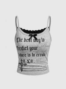 ROMWE Grunge Punk Y2K 反乌托邦复古美式街头图案印花短袖连帽衫 - 淺灰色 - 查看 1