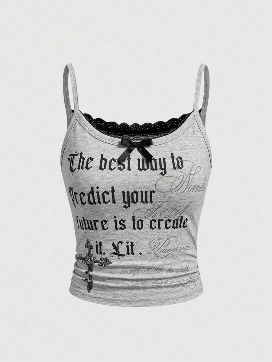 ROMWE Grunge Punk Y2K 反乌托邦复古美式街头图案印花短袖连帽衫 - 淺灰色 - 查看 1