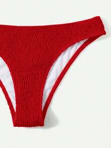 Swim Basics 女士纯色露背性感比基尼泳衣套装，带钢圈，夏季海滩 - 紅色 - 查看 3