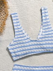 Sparklyn Bộ bikini đi biển mùa hè kẻ sọc dành cho thiếu nữ - Nhiều màu - Xem 6