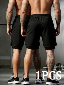Gym Rark Shorts Esportivos Masculinos com Estampa de Asa, Cintura com Cordão, Dupla Camada, Academia - Preto - Visão 2