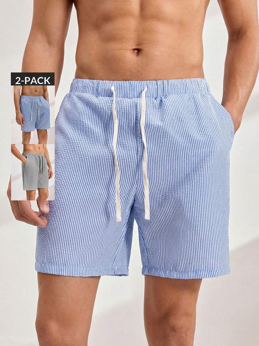 Driftmere 2-Pack Men Casual Woven Striped Mid-Rise Drawstring Straight Leg Shorts Men Striped Drawstring Shorts Men Lounge Shorts Men Summer Shorts Men Vacation Clothes Matching Men Shorts Men Striped Lounge Shorts Men Drawstring Shorts Men Vacation Shorts Matching Striped Shorts Father's Day – A Fathers Day Gift Guide - Multicolor - View 1