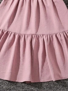 Emery Rose Kids Emery Rose Kids Đầm dệt trơn cổ vuông viền bèo cho bé gái tuổi teen màu be, đầm màu be cho bé gái, đầm màu sâm panh cho bé gái tuổi teen, đầm xếp nếp cho bé gái - Hồng - Xem 7
