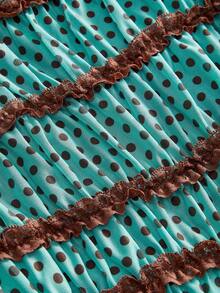 ROMWE Kawaii 可爱蕾丝边泡泡袖女式衬衫 - 彩色 - 查看 9