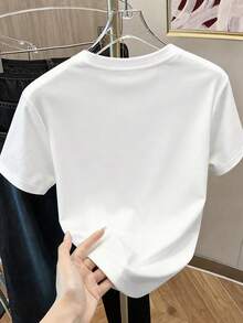 GlowEve CURVE Áo thun tay ngắn cổ tròn cỡ lớn in hình trái tim đính đá và ngọc trai - trắng - Xem 2