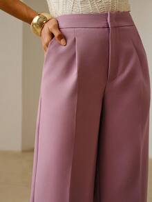 ZEYLAH Damen einfarbige Hosentasche Lässig Hose, Frühling - Violett - Übersicht 7