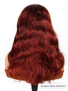 红棕色蕾丝前假发，真人发，预先拔毛，自然波浪卷发，4x4透明蕾丝前假发，180密度真人发假发，女士真人发假发 - S33 - 查看 2