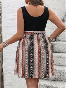 SHEIN VCAY Đầm 2 trong 1 kiểu dáng nghỉ mát dành cho nữ cỡ lớn, họa tiết hạt điều, buộc dây. - Nhiều màu - Xem 2