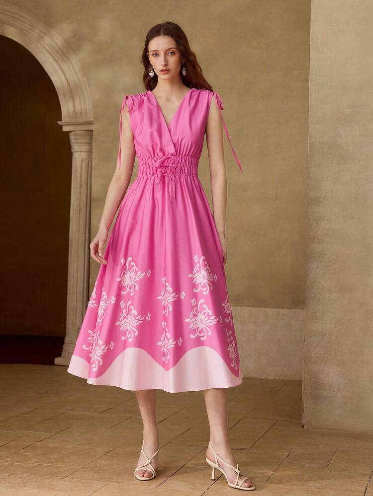 WOMEN'S COTTON PRINTED LONG DRESS, SPRING/SUMMER