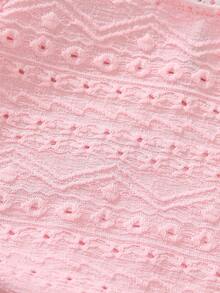 Souflis Souflis Cute Toddler Girl Pink Polyester Regular Length Top With Ruffle Short Sleeves And Plain Round Neck - Pink - View 6