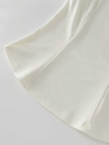 Selianne Women's Elegant White Mesh Patchwork Square Neck Short Sleeve Blouse, Summer Casual Vacation Suitable For Tea Party, Date, Dinner - White - View 4