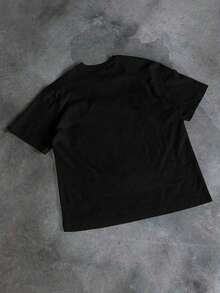 Jesus & Teen Boy Casual Cartoon Cross Graphic Short Sleeve T-Shirt, Suitable For Summer - Black - View 2