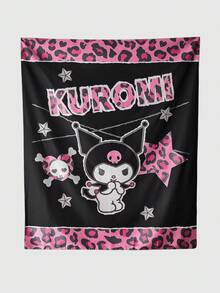 Kuromi | ROMWE 1 Piece, Kuromi  Pattern Polyester Tapestry, Suitable For Daily Home Decoration, Living Room, Bedroom, Camping And Other Occasions, Suitable For All Seasons - Multicolor - View 2