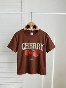 SHEIN Áo thun trắng dễ thương cho bé gái tuổi teen với nơ 3D, kiểu dáng thường ngày, đa năng, phù hợp cho mọi dịp. - màu nâu - Xem 6