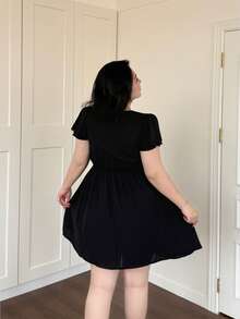 Vibekara Đầm ren đen phối ren, kiểu dáng mùa hè mới, giúp trẻ trung hơn, ôm eo, gợi cảm. - màu đen - Xem 2