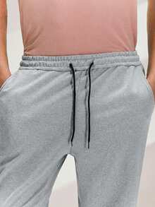 Driftmere Men Drawstring Waist Slant Pocket Jogger Sweatpants - Light Grey - View 5