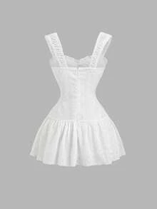 Sweetra Spring/Summer New Design Sense High Street Elegant Retro Sexy Slim Fit Elegant College Style Versatile Comfortable White Dress For Outing - White - View 2