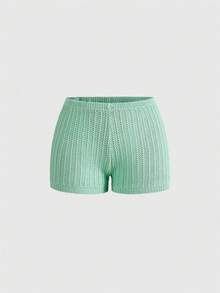 ROMWE Avant 优雅热带岛屿风情针织蕾丝系带毛衣两件套女装 - 薄荷綠 - 查看 10