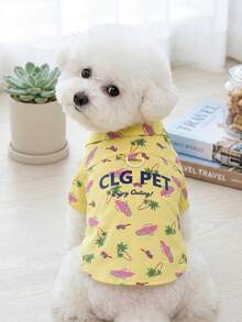 PETSIN 趣味拼布衬衫、狗狗衣服、猫咪衣服、动物连衣裙、春季狗狗衬衫、英伦风狗狗衣服、欧美新款小型动物两足服装 - 黃色 - 查看 2