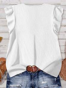 SHEIN LUNE Áo sơ mi nữ kiểu dáng tối giản, chất liệu 100% cotton, thích hợp mặc mùa hè. - trắng - Xem 2