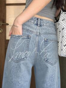 DAZY Women's Distressed Washed Korean Style Casual Jeans - Baby Blue - View 6