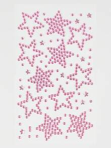 ROMWE Kawaii 1pc Lace Bow, Heart, Star, Bow, Diamond Glitter & Facial Jewel Stickers - Pink - View 4