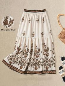 Rusticease Women's Floral Print Minimalist A-Line Skirt - Multicolor - View 3