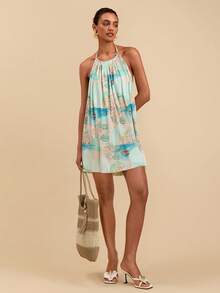 SHEIN TRVLCHIC Đầm cổ yếm in họa tiết kiến trúc mới năm 2026 dành cho nữ - Nhiều màu - Xem 6