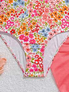 SHEIN Bộ đồ bơi liền thân gợi cảm, sành điệu dành cho bé gái tuổi teen, thiết kế dây đeo và chân váy họa tiết hoa, in hình sinh vật biển, thích hợp cho kỳ nghỉ, bơi lội và đi biển mùa hè. - Nhiều màu - Xem 4