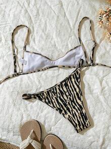 Elavelle 2件套女士随机印花吊带性感比基尼套装，夏季 - 彩色 - 查看 2