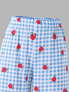 SHEIN Genkimix Kids Young Girl' Cute Sweet Striped Bow Print Camisole And Wide Leg Pants Set, Summer - Blue - View 6