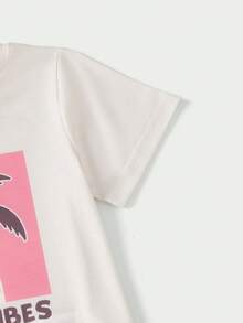 SHEIN 2件套 女童（小号）品牌 韩版 宽松可爱露脐上衣和T恤套装，夏季 - 彩色 - 查看 5