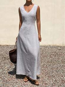 Livesso Vestidos midi para mujer - Gris - Ver 4