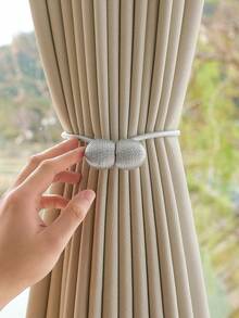 2 dây buộc rèm cửa từ tính có dây buộc, kẹp rèm hình tai nghe, dây giữ rèm không cần khoan - 2pcs - Xem 1