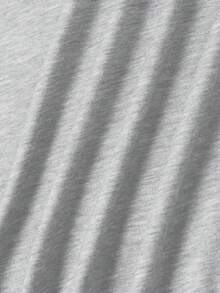 Plus Size V-Neck Faux Denim Heart Pattern T-Shirt For Women - Spring/Summer Casual Short-Sleeve Top, Medium Stretch Fabric, Machine Washable, Women's T-Shirt - Light Grey - View 5