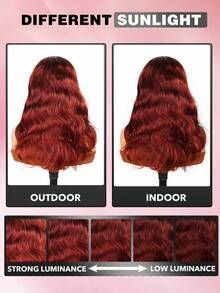 红棕色蕾丝前假发，真人发，预先拔毛，自然波浪卷发，4x4透明蕾丝前假发，180密度真人发假发，女士真人发假发 - S33 - 查看 6