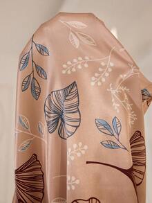 LuxeNights Botanical Print Faux Silk Lapel Collar Short Sleeve Pajama Set For Women - Multicolor - View 7