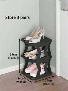 Tiered Shoe Racks For Bathrooms And Toilets, Space-Saving Tiered Shoe Storage Racks For Living Rooms, DIY Assembleable Shoe Racks, And Shoe Storage Racks Behind Doors. - Black - View 7