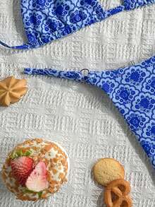 Swim Mod Bikini de 2 piezas con cuello de halter y atar en la primavera/verano 2026 - Azul - Ver 4