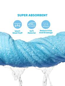 SHEIN X The Smurfs 1Pc Cartoon Embroidered Dry Hair Cap, Blue Sister Pattern Made Of Super Absorbent Material, Suitable For All Hair Volumes And Lengths, Dry Hair Towel - Blue - View 5
