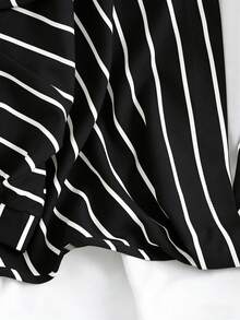 GlowEve Striped 2 In 1 Shirt Vacation Outfits For Women - Black and White - View 4