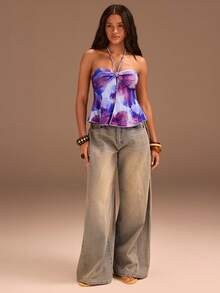 Athîral Áo yếm sequin màu tím phong cách thường ngày dành cho nữ, thích hợp cho kỳ nghỉ. - Màu tím - Xem 3